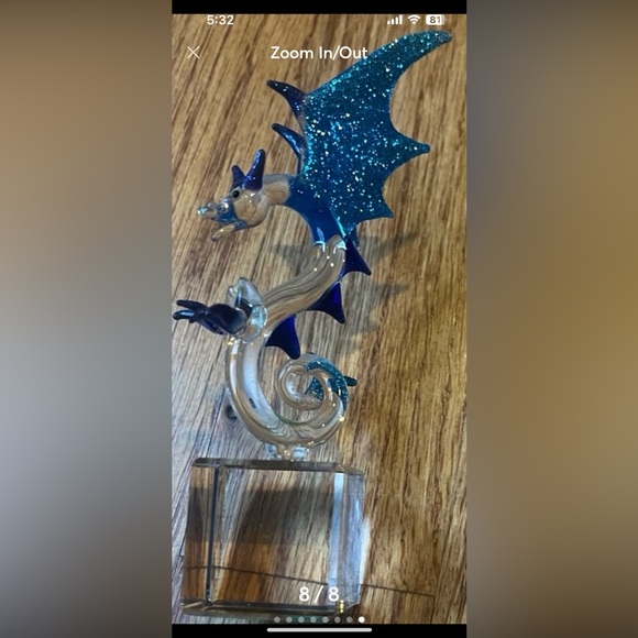 Other - Glass Dragon Figurine with glitter on a cube